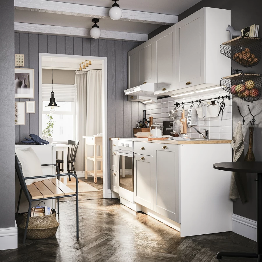 Кухонная комбинация для хранения -   KNOXHULT IKEA/ КНОКСХУЛЬТ ИКЕА, 220x61x220 см, бежевый/белый (изображение №3)