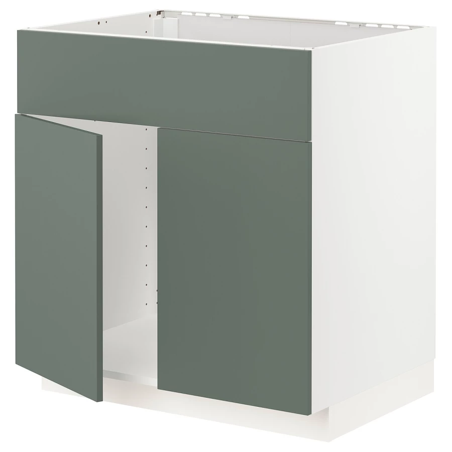 Напольный шкаф  - IKEA METOD, 88x62x80см, белый/серо-зеленый, МЕТОД ИКЕА (изображение №1)