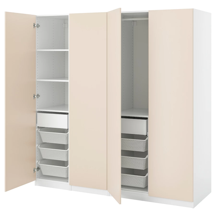 Шкаф - IKEA PAX/REINSVOLL/ПАКС/РЕИНСВОЛЛ ИКЕА, 60х200х221,2 см, белый/бежевый (изображение №1)