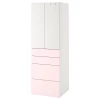 Шкаф детский - IKEA PLATSA/SMÅSTAD/SMASTAD, 60x57x181 см, белый/розовый, ИКЕА