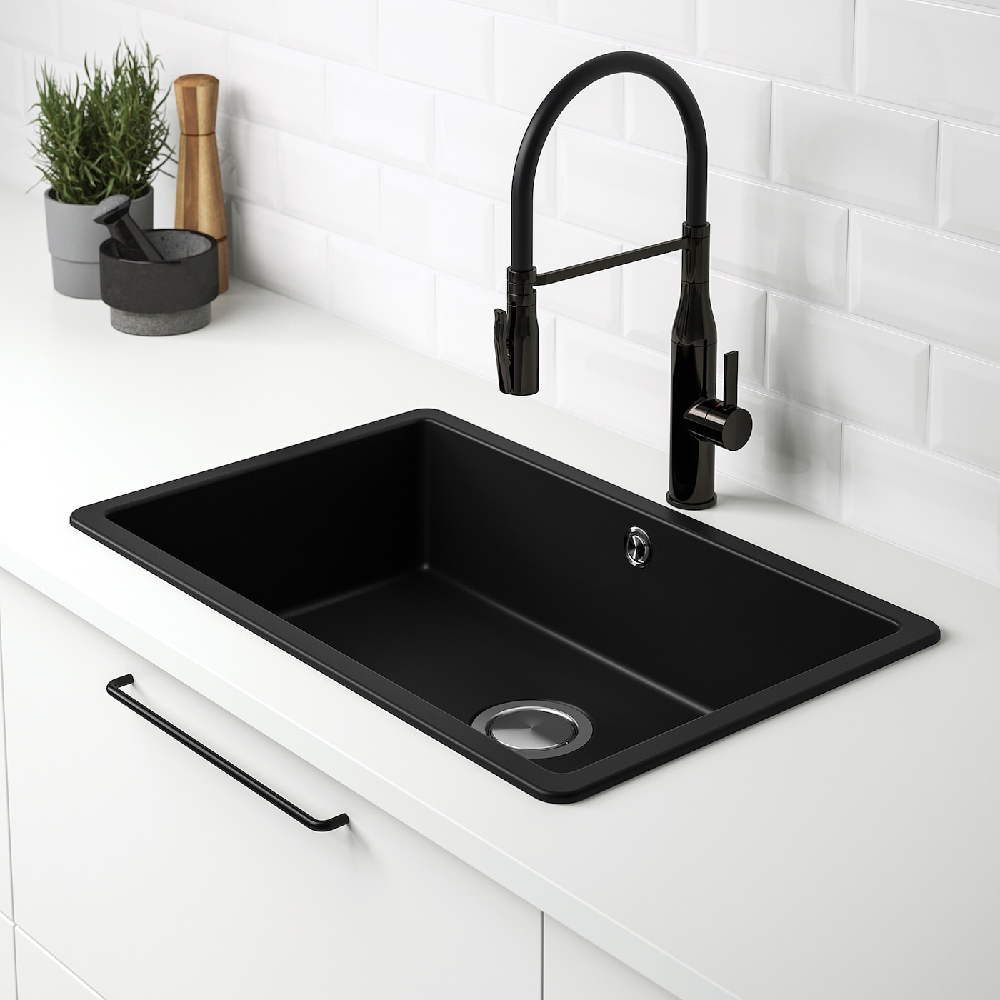 Врезная мойка - IKEA KILSVIKEN/LILLVIKEN, 72х46 см, черный