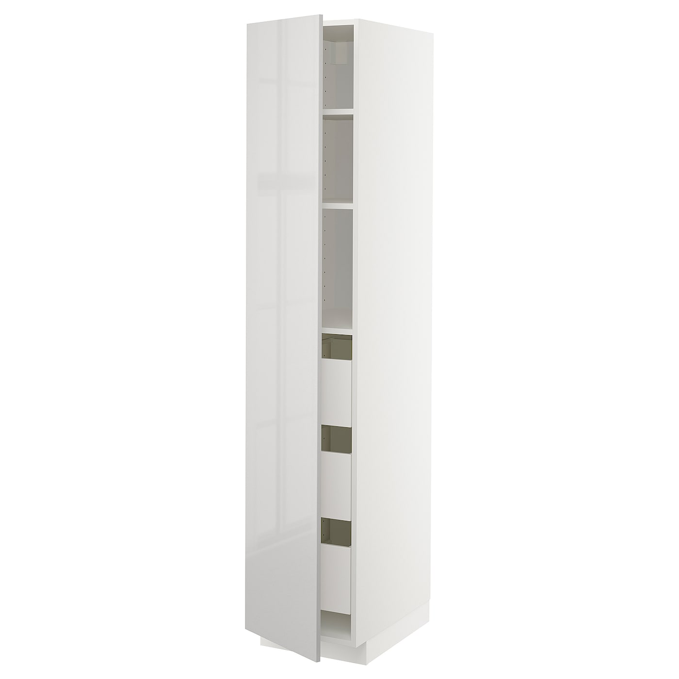Высокий шкаф с ящиками - IKEA METOD/MAXIMERA/МЕТОД/МАКСИМЕРА ИКЕА, 200х60х40 см, белый/серый глянцевый