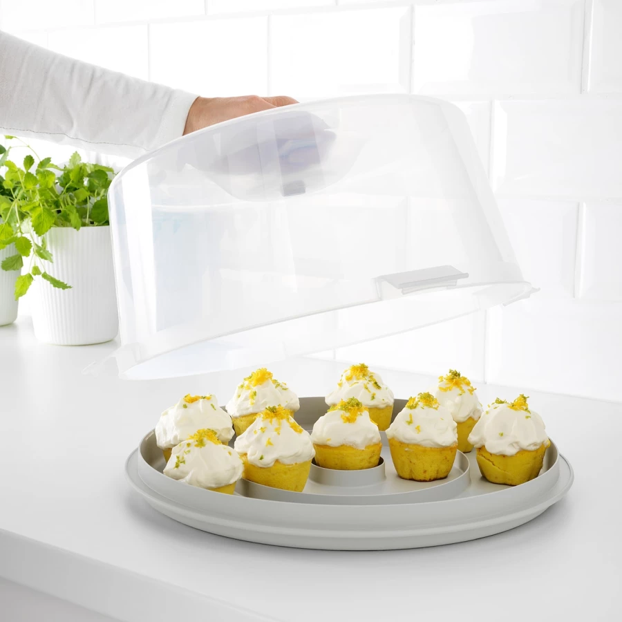 Контейнер для торта с крышкой - IKEA KRISPIG, 36х17 см, пластик, КРИСПИГ ИКЕА (изображение №3)