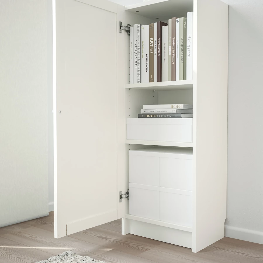 Книжный шкаф с дверцей - BILLY/OXBERG IKEA/ БИЛЛИ/ОКСБЕРГ ИКЕА, 30х40х106 см, белый (изображение №3)