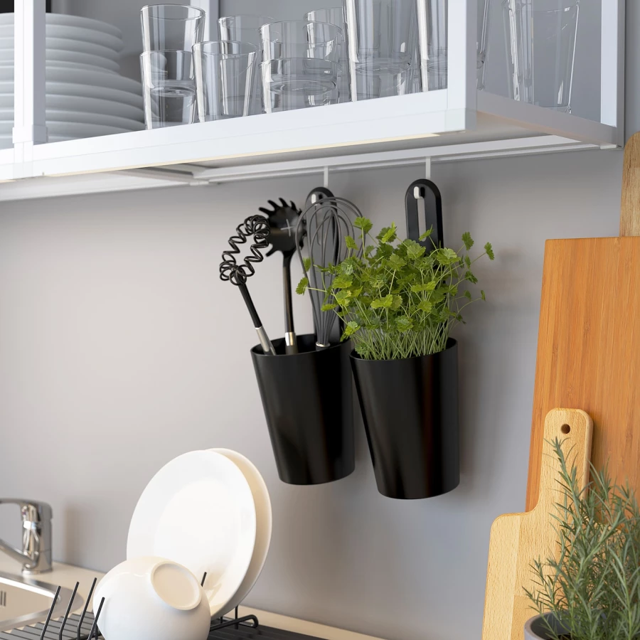 Кухонная комбинация для хранения вещей  - ENHET  IKEA/ ЭНХЕТ ИКЕА, 123x63,5x222 см, белый/бежевый (изображение №7)