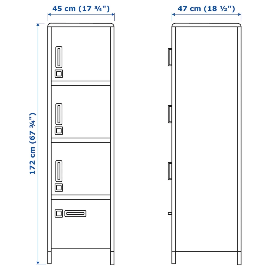 Высокий шкаф с ящиком и дверцей - IKEA IDÅSEN/IDASEN/ИДОСЕН ИКЕА, 172х47х45 см, зеленый (изображение №5)