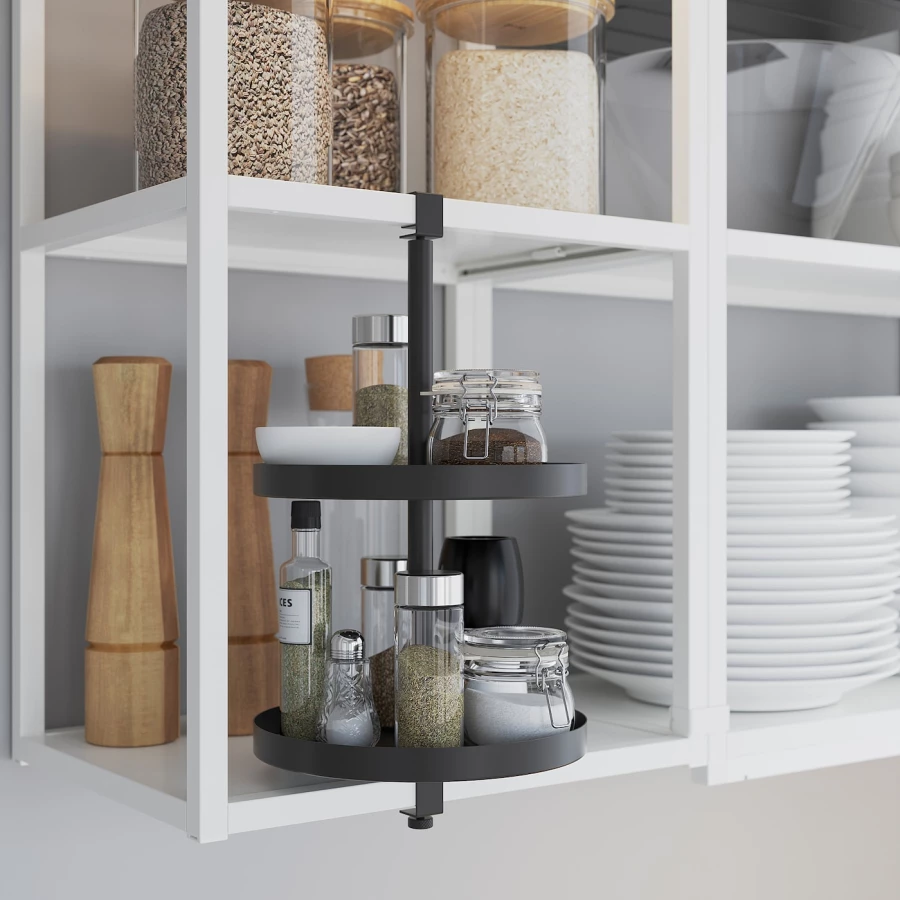 Кухонная комбинация для хранения вещей - ENHET  IKEA/ ЭНХЕТ ИКЕА, 223х63,5х222 см, белый/серый/бежевый (изображение №8)