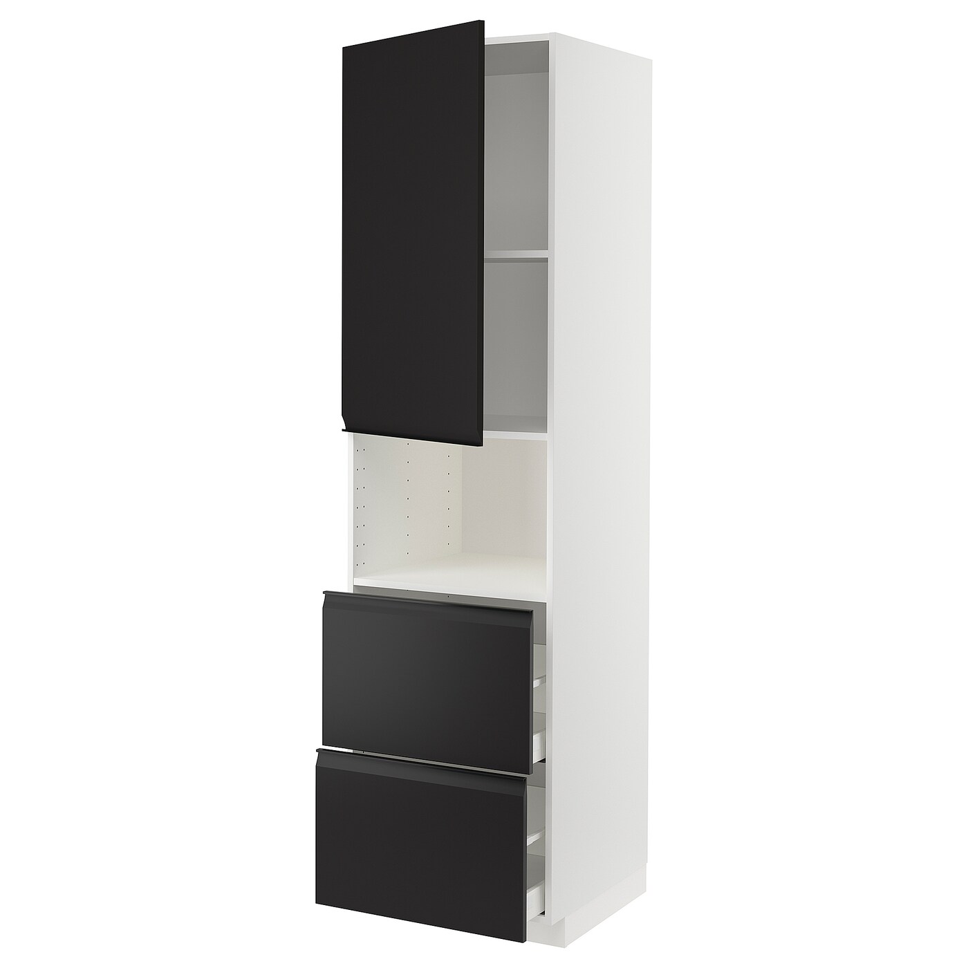 Высокий шкаф - IKEA METOD/MAXIMERA/МЕТОД/МАКСИМЕРА ИКЕА, 220х60х60 см, черный/белый