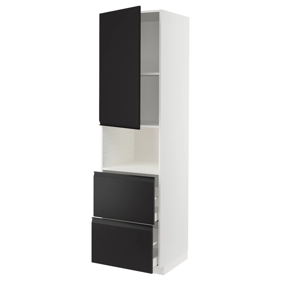 Высокий шкаф - IKEA METOD/MAXIMERA/МЕТОД/МАКСИМЕРА ИКЕА, 220х60х60 см, черный/белый (изображение №1)