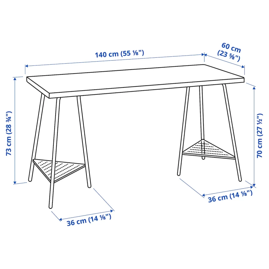 Письменный стол - IKEA LAGKAPTEN/TILLSLAG, 140х60 см, белый/зеленый, ЛАГКАПТЕН/ТИЛЛЬСЛАГ ИКЕА (изображение №5)