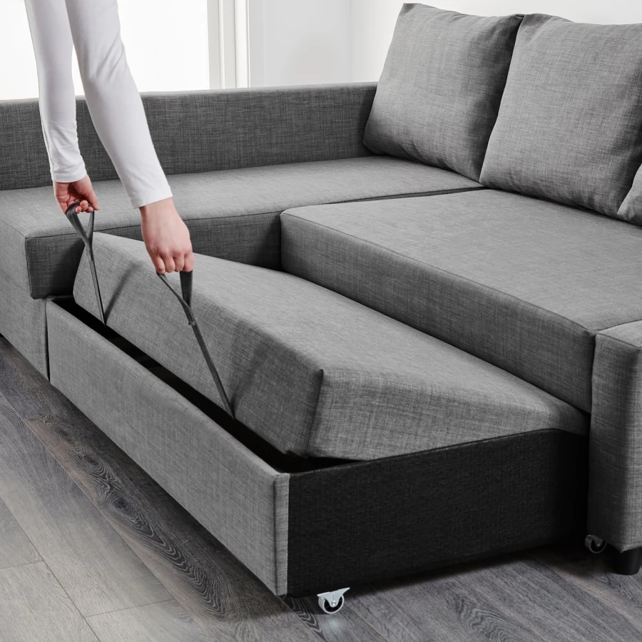 Угловой диван-кровать - IKEA FRIHETEN, 66x151x230см, cерый, ФРИХЕТЭН ИКЕА (изображение №6)
