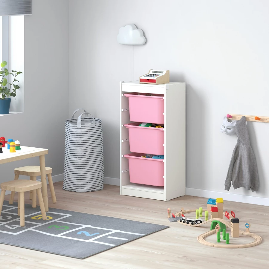 Стеллаж - IKEA TROFAST, 46х30х94 см, белый/розовый, ТРУФАСТ ИКЕА (изображение №2)