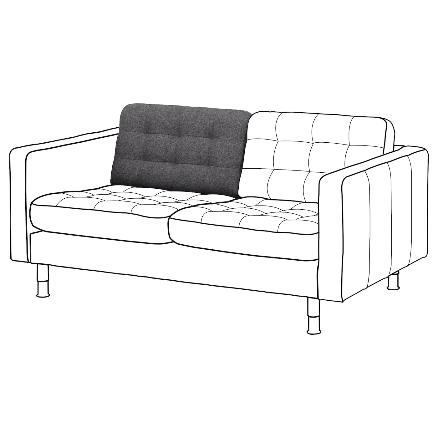 Подушка спинки 2-местного дивана - IKEA LANDSKRONA/ЛАНДСКРОНА ИКЕА, 40х16х72 см, черный