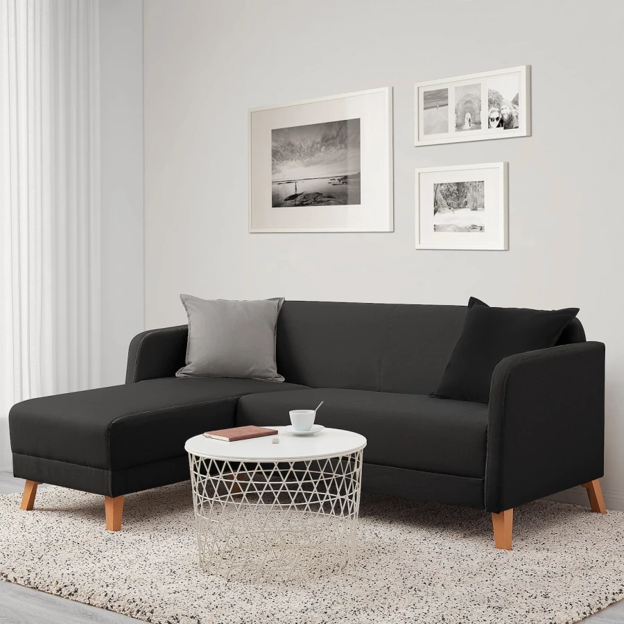 2-местный диван и козетка - IKEA LINANÄS/LINANAS, 76x80,5x197см, черный, ЛИНАНЭС ИКЕА (изображение №4)