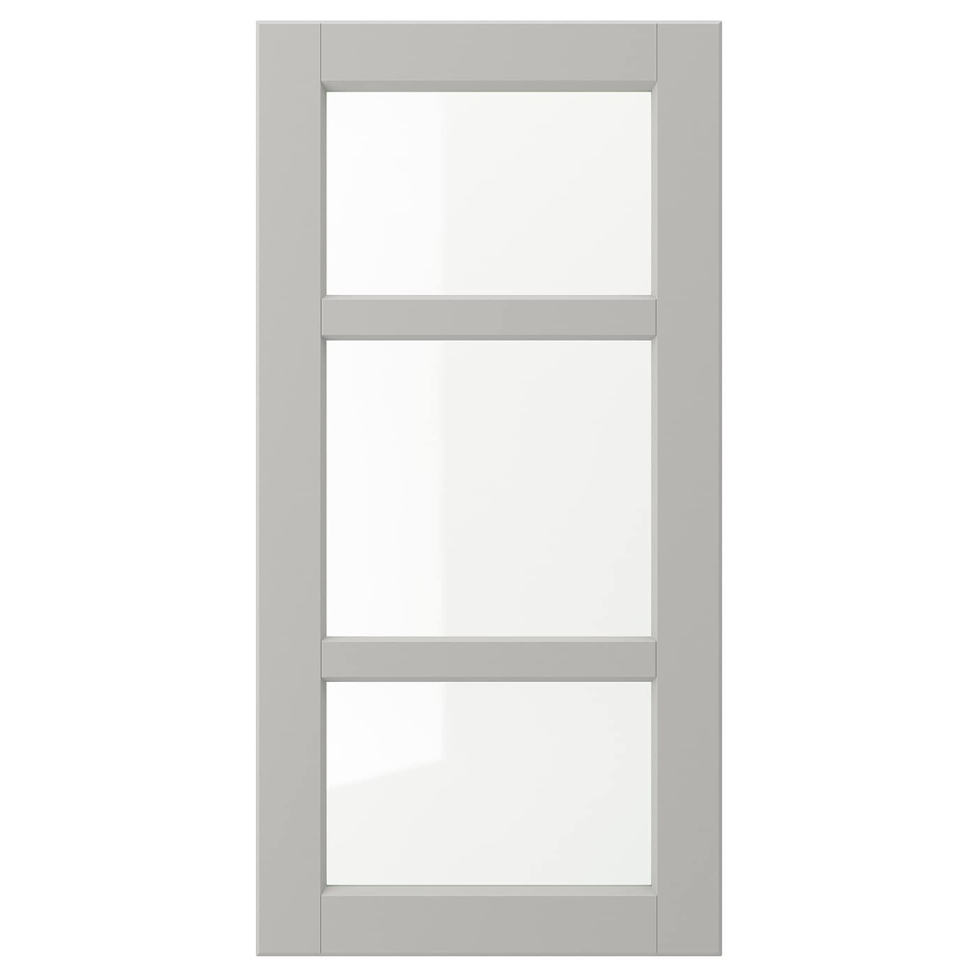 Дверца со стеклом - IKEA LERHYTTAN, 80х40 см, светло-серый, ЛЕРХЮТТАН ИКЕА