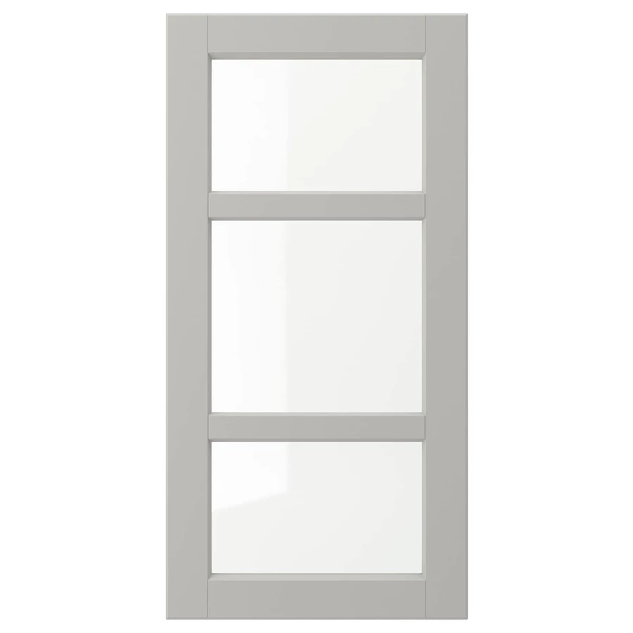 Дверца со стеклом - IKEA LERHYTTAN, 80х40 см, светло-серый, ЛЕРХЮТТАН ИКЕА (изображение №1)