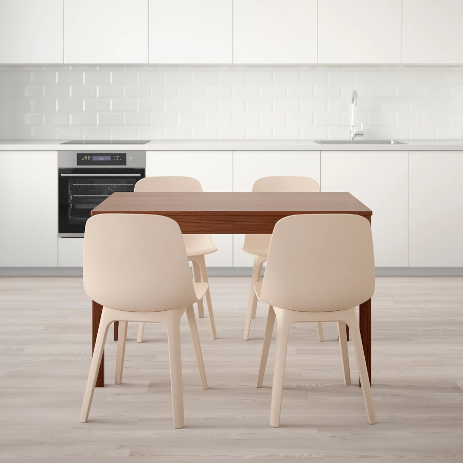 Стол и 4 стула - IKEA EKEDALEN/ODGER/ЭКЕДАЛЕН/ОДГЕР ИКЕА, 120/180х80 см, коричневый/бежевый (изображение №8)