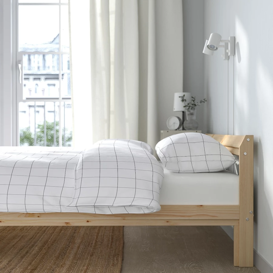 Кровать с реечным дном - IKEA NEIDEN/LINDBÅDEN/LINDBADEN, 140х200 см, сосна/морилка, НЕЙДЕН/НЭЙДЕН/ЛИНДБАДЕН ИКЕА (изображение №4)