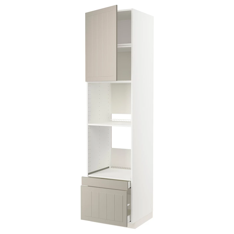 Высокий шкаф с ящиками - IKEA METOD/MAXIMERA/МЕТОД/МАКСИМЕРА ИКЕА, 240х60х60 см, белый/бежевый (изображение №1)