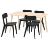 Стол и 4 стула - LISABO / LISABO IKEA/ ЛИСАБО ИКЕА, 140х78х74 см, черный/бежевый
