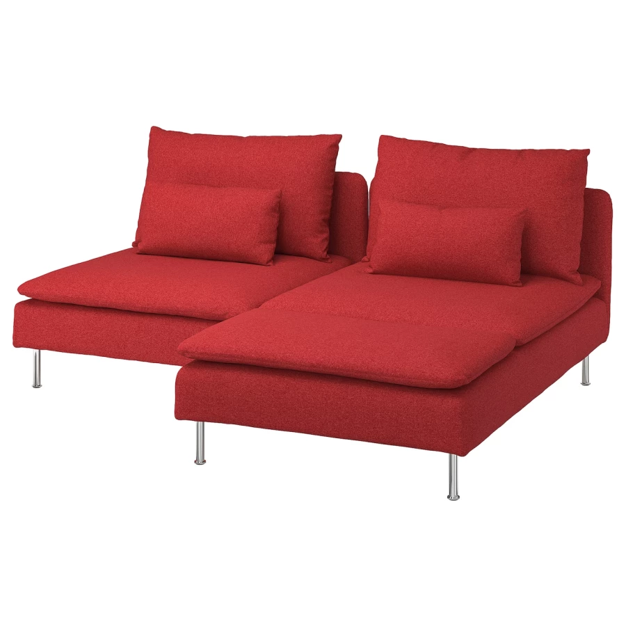 2-местный диван с шезлонгом - IKEA SÖDERHAMN/SODERHAMN/СЁДЕРХАМН ИКЕА, 186х69х151 см, красный (изображение №1)