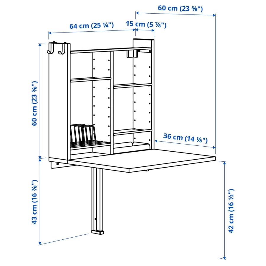 Кухонный стол - NORBERG/FRANKLIN IKEA/ НОРБЕРГ/ ФРАНКЛИН ИКЕЕА,129х41х10 см, белый/черный (изображение №11)