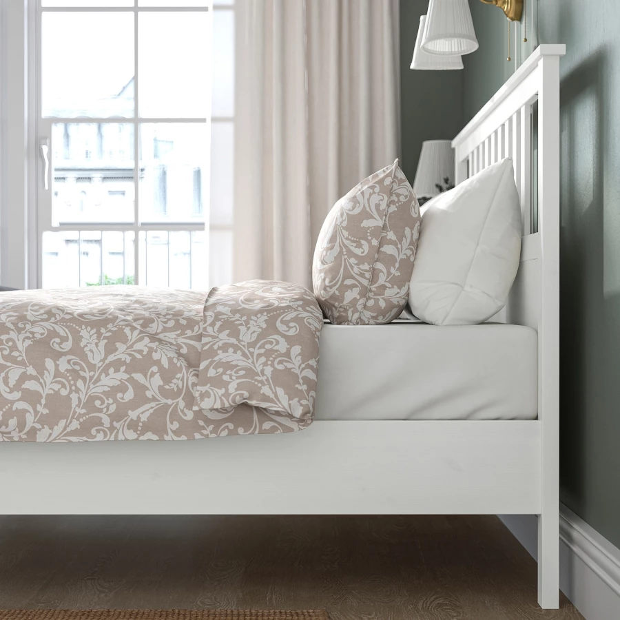 Каркас кровати - IKEA HEMNES, 200х140 см, матрас средне-жесткий, белый, ХЕМНЕС ИКЕА (изображение №9)