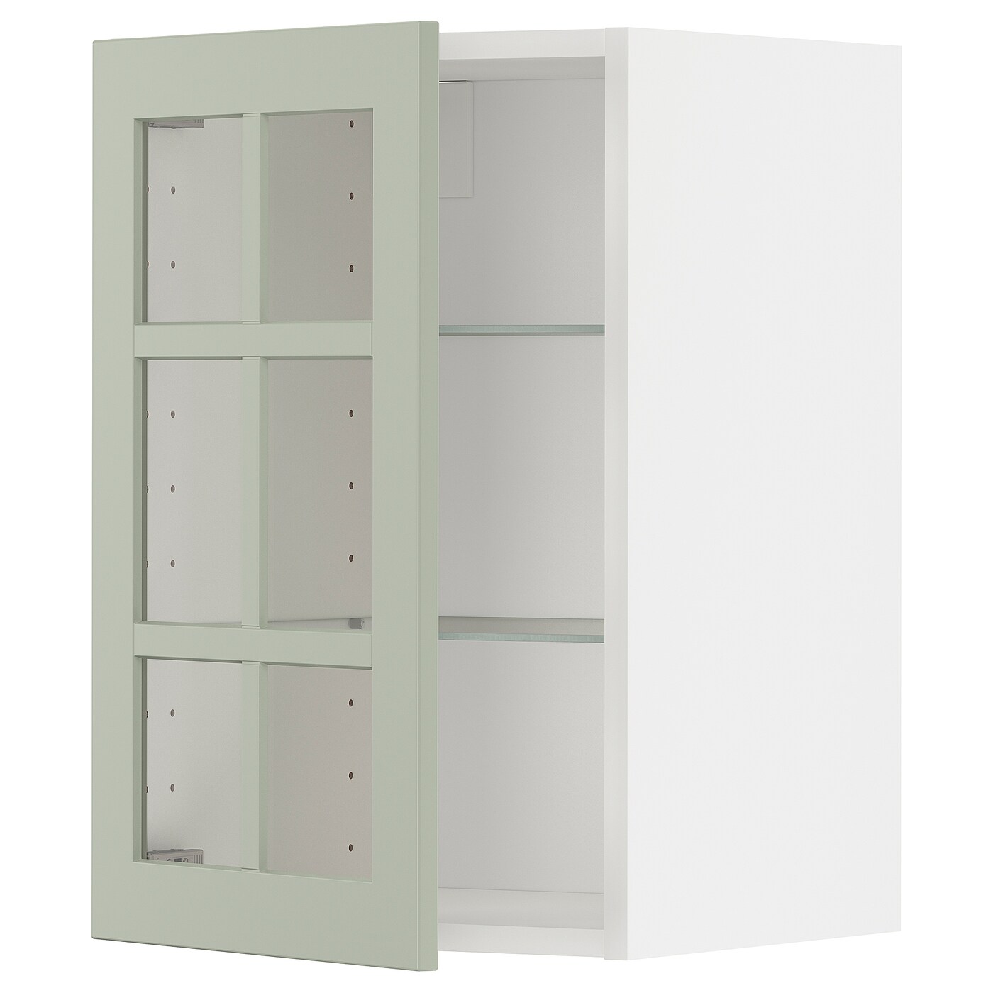 Шкаф со стеклянными дверцами -  METOD  IKEA/  МЕТОД ИКЕА, 60х40 см, белый/зеленый