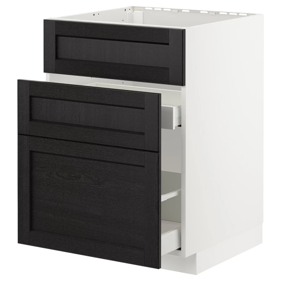 Напольный кухонный шкаф  - IKEA METOD MAXIMERA, 88x62x60см, белый/черный, МЕТОД МАКСИМЕРА ИКЕА (изображение №1)