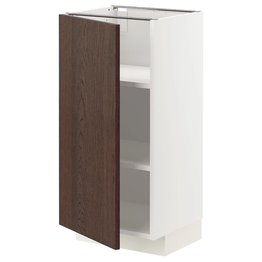 Напольный кухонный шкаф  - IKEA METOD, 88x39x40см, белый/темно-коричневый, МЕТОД ИКЕА (изображение №1)
