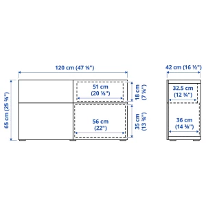Комбинация для хранения - IKEA BESTÅ/BESTA, 120х42х65 см, белый, БЕСТО ИКЕА