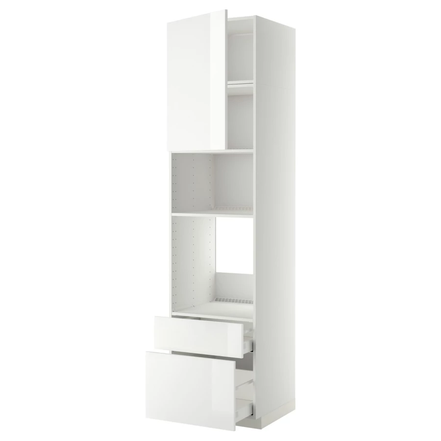 Высокий шкаф с ящиками - IKEA METOD/MAXIMERA/МЕТОД/МАКСИМЕРА ИКЕА, 240х60х60 см, белый (изображение №1)