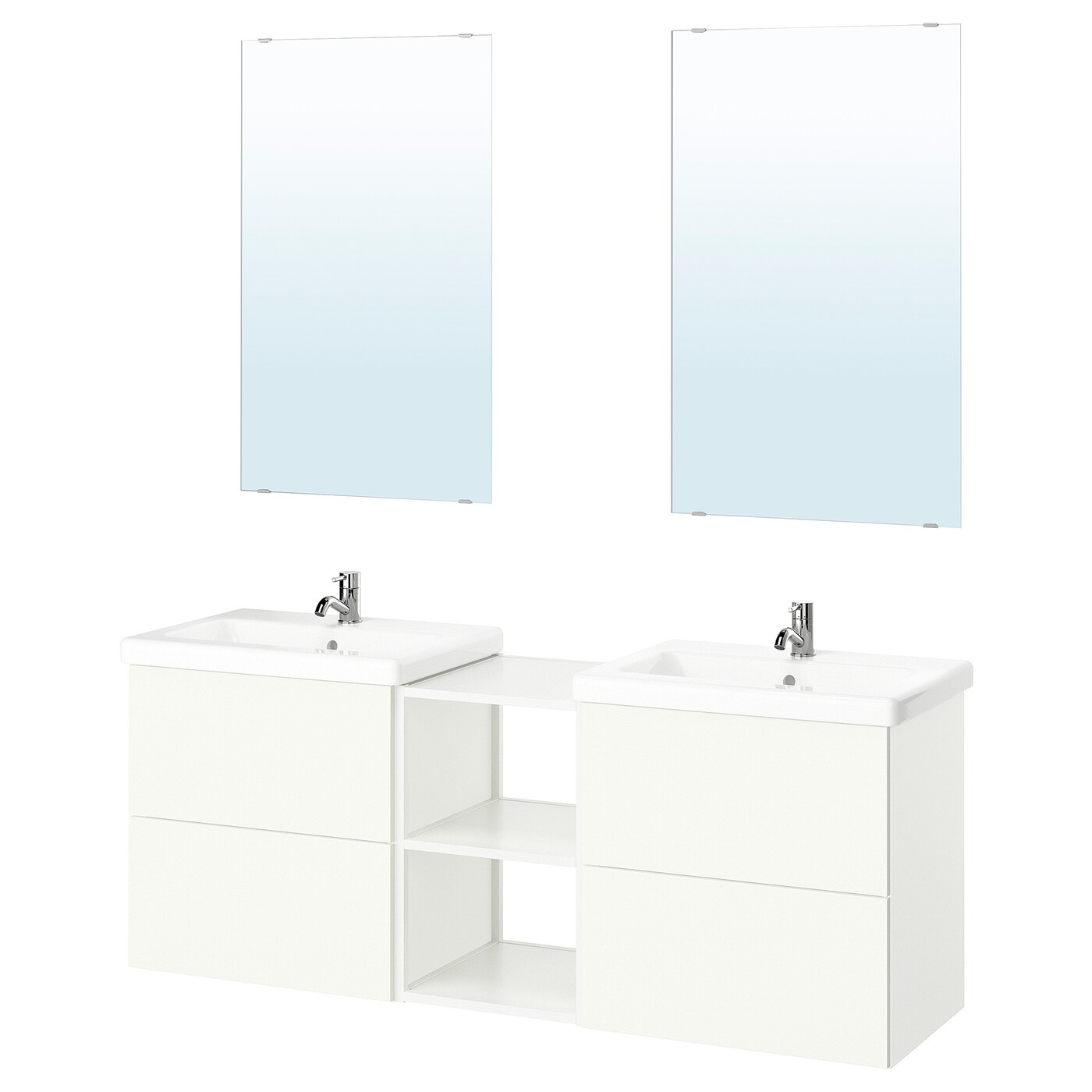 Комбинация для ванной - IKEA ENHET, 164х43х65 см, белый, ЭНХЕТ ИКЕА