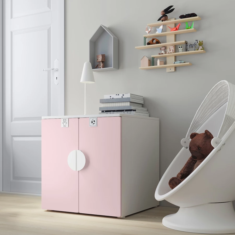 Шкаф детский - IKEA PLATSA/SMÅSTAD/SMASTAD, 60x55x63 см, белый/розовый, ИКЕА (изображение №2)