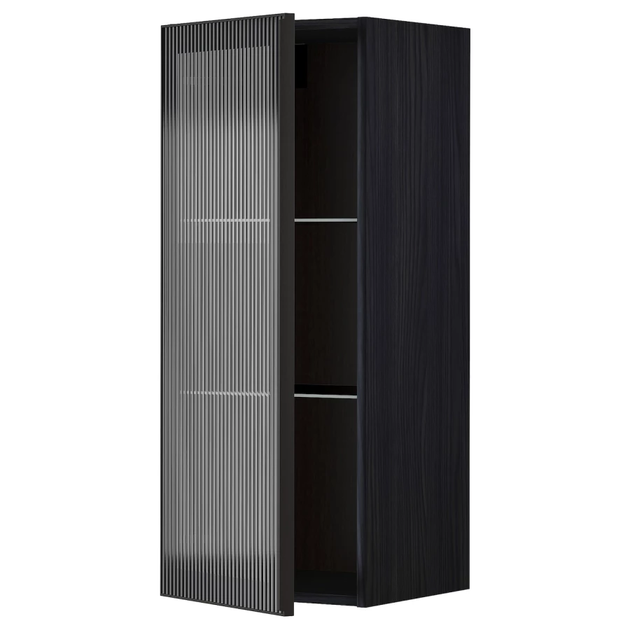 Шкаф со стеклянными дверцами - METOD IKEA/ МЕТОД ИКЕА, 100х40 см, черный (изображение №1)