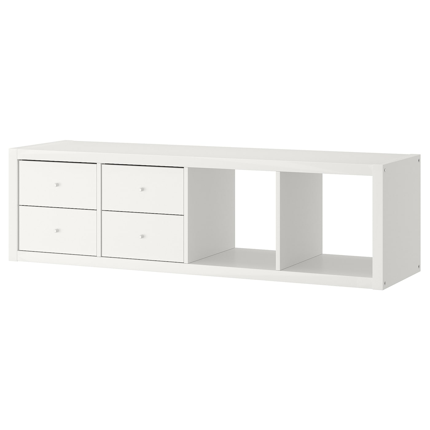 Стеллаж 4 ячейки с ящиками - IKEA KALLAX, 42х147 см, белый, КАЛЛАКС ИКЕА