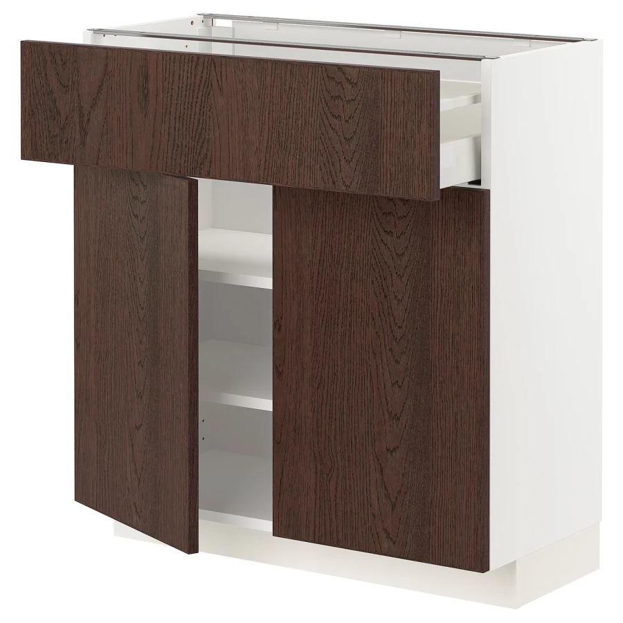 Напольный кухонный шкаф  - IKEA METOD MAXIMERA, 80x37x80см, белый/коричневый, МЕТОД МАКСИМЕРА ИКЕА (изображение №1)