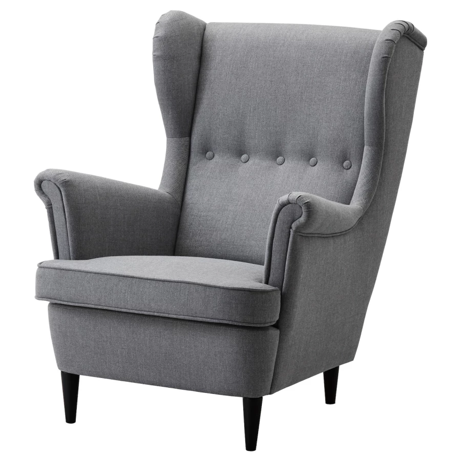 Кресло с подголовником - IKEA STRANDMON, 82х96х101 см, серый, СТРАНДМОН ИКЕА (изображение №1)