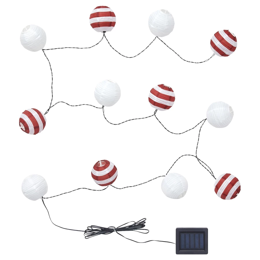 Светодиодная гирлянда - IKEA SOLVINDEN, 12 ламп, красный, белый, СОЛВИНДЕН ИКЕА (изображение №1)