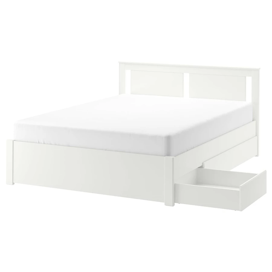 Каркас кровати с 2 ящиками для хранения - IKEA SONGESAND, 200х140 см, белый, СОНГЕСАНД ИКЕА (изображение №1)