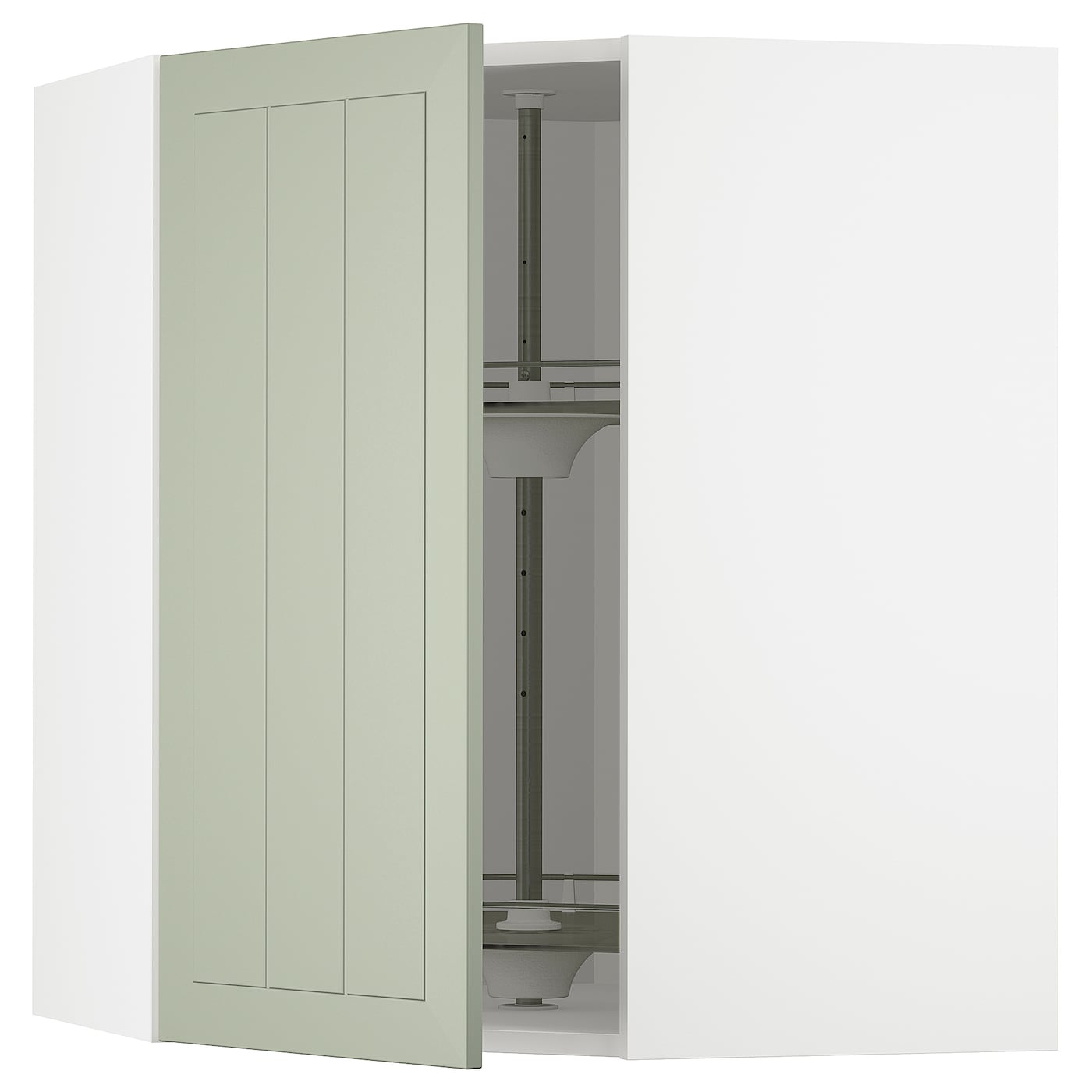 Угловой навесной шкаф с каруселью - METOD  IKEA/  МЕТОД ИКЕА, 80х68 см, белый/зеленый