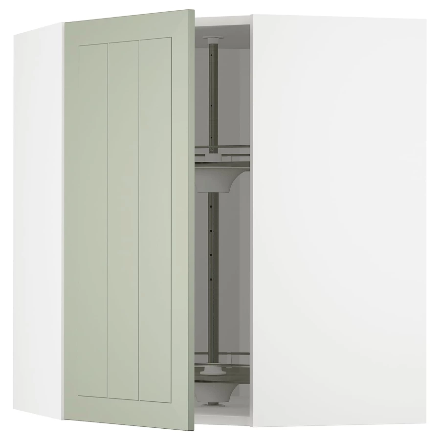 Угловой навесной шкаф с каруселью - METOD  IKEA/  МЕТОД ИКЕА, 80х68 см, белый/зеленый (изображение №1)