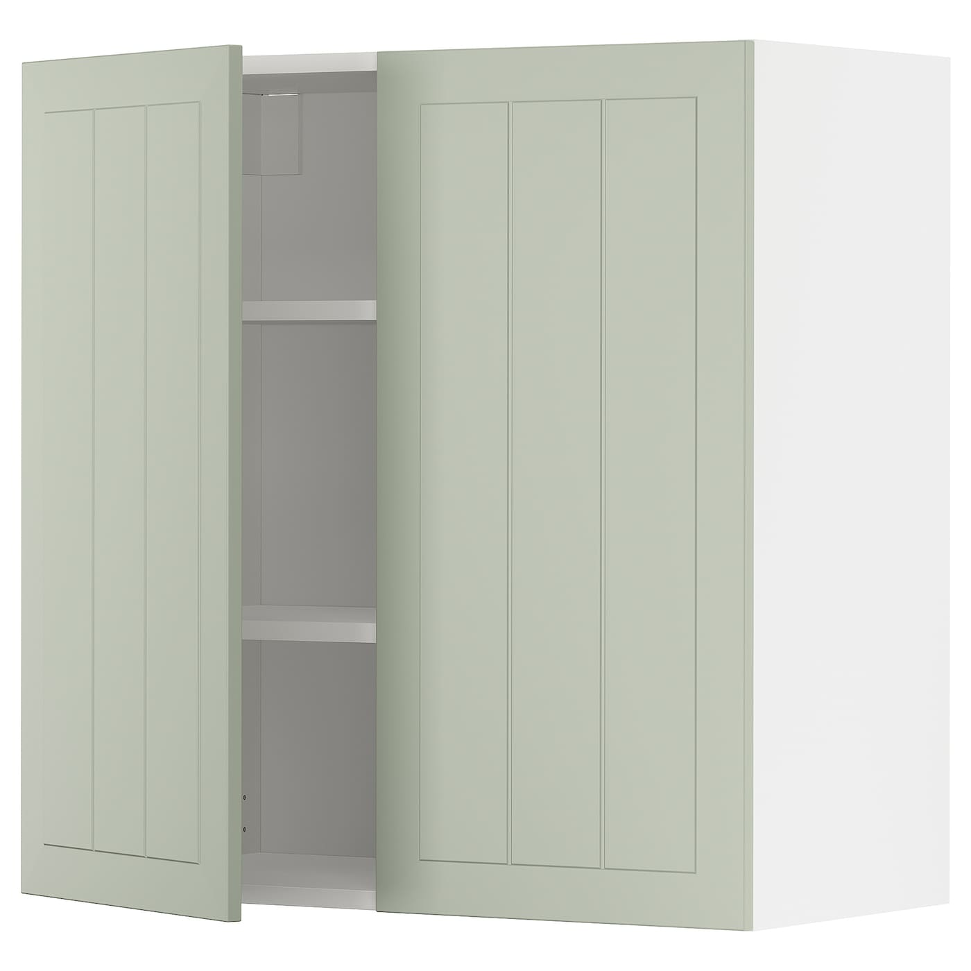 Навесной шкаф с полкой - METOD IKEA/ МЕТОД ИКЕА, 80х80 см, белый/зеленый