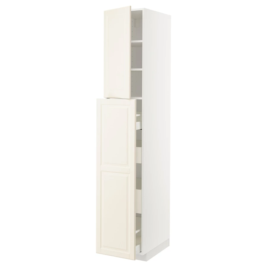 Высокий шкаф - IKEA METOD/MAXIMERA/МЕТОД/МАКСИМЕРА ИКЕА, 220х60х40 см, белый/кремовый (изображение №1)