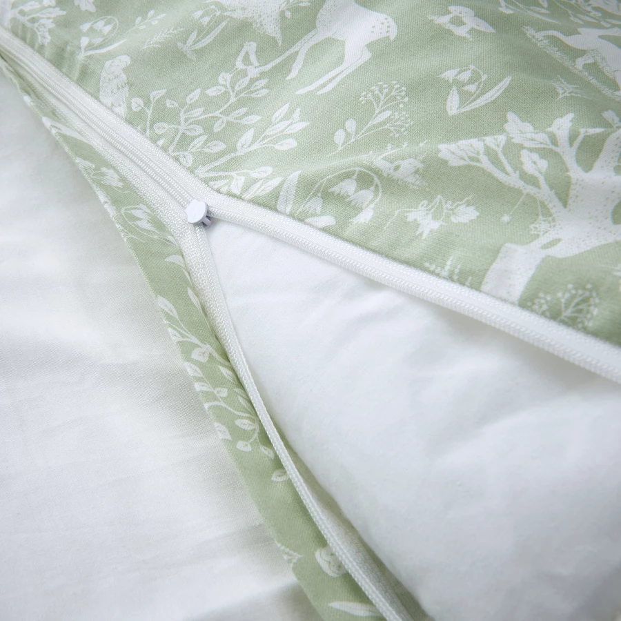 Пододеяльник и наволочка для детской кроватки - TROLLDOM  IKEA/ ТРОЛЛДОМ ИКЕА,  110x125/35x55 см, зеленый (изображение №5)
