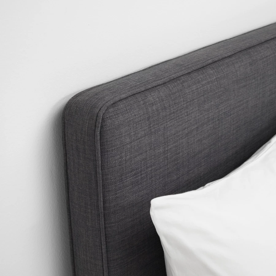 Континентальная кровать - IKEA DUNVIK, 200х140 см, матрас средне-жесткий, темно-серый, ДУНВИК ИКЕА (изображение №4)