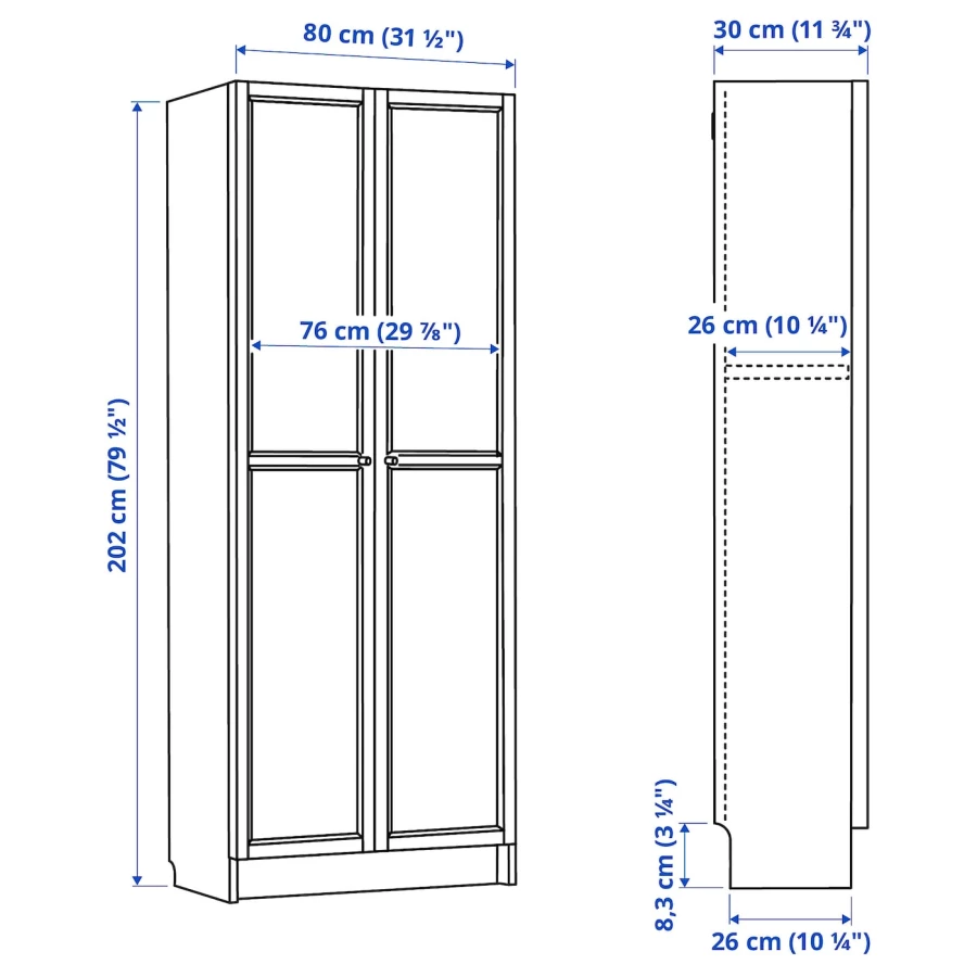 Книжный шкаф - BILLY IKEA/БИЛЛИ ИКЕА,  202х80 см , черный (изображение №5)