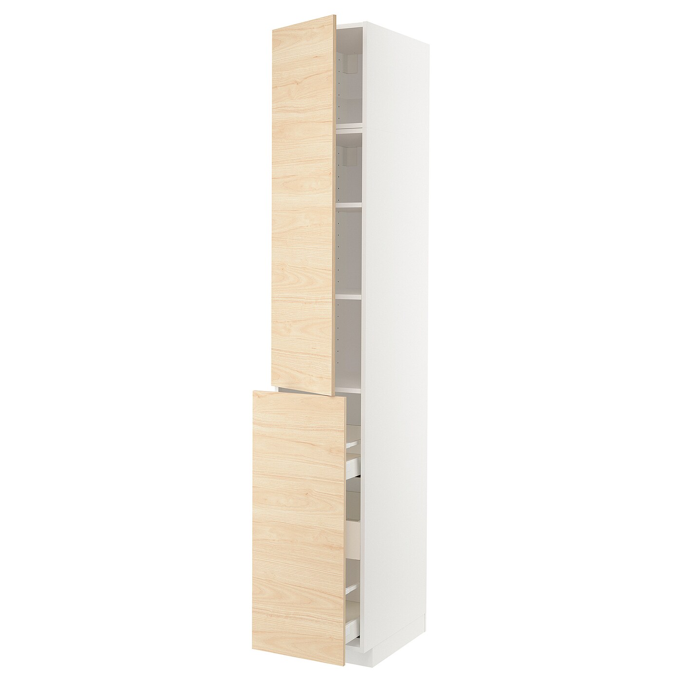 Высокий шкаф - IKEA METOD/MAXIMERA/МЕТОД/МАКСИМЕРА ИКЕА, 240х60х40 см, белый/под беленый дуб