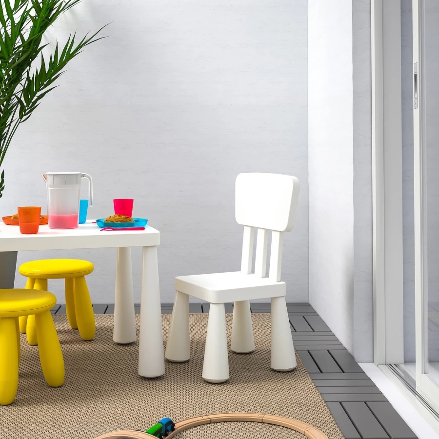 Стул детский - IKEA MAMMUT/МАММУТ ИКЕА, 67х39 см, белый (изображение №2)