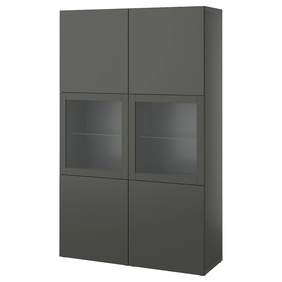Книжный шкаф - BESTÅ/ BESTА IKEA/ БЕСТА/БЕСТО ИКЕА, 193х120 см, темно-серый (изображение №1)